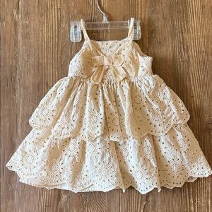 Blueberi Boulevard Ivory layered eyelet Lace sundress Dress